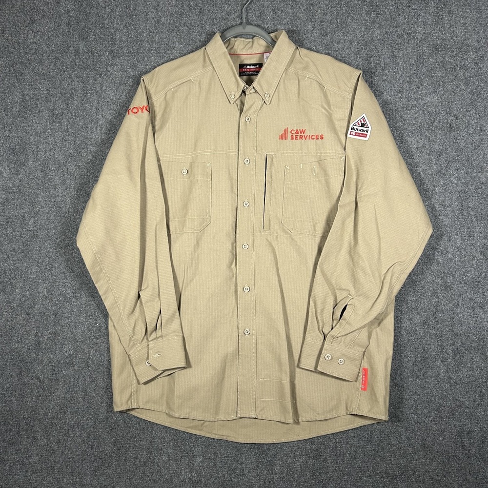 Bulwark FR Protective Apparel Work Shirt "Toyota" Long Sleeve Men's Large #3447